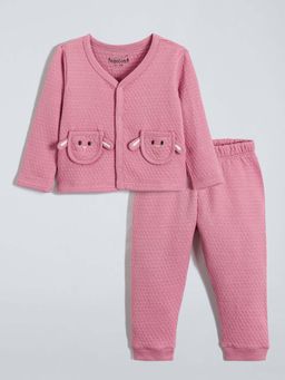 Hopscotch - Pink Textured Jabla and Pant