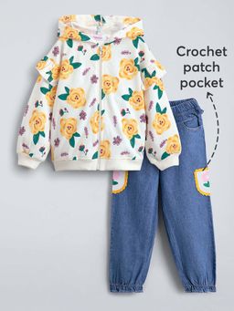 Hopscotch - Multi-Color Floral Hoodie and Jeans