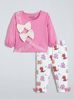 Hopscotch - Pink Printed Top and Leggings