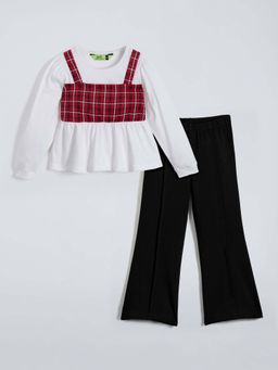 Hopscotch - White Checks Top and Pant