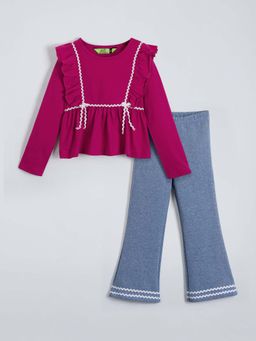 Hopscotch - Pink Solid Top and Pant