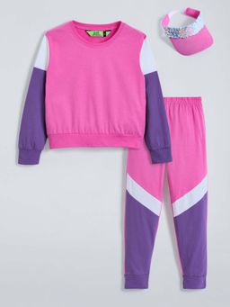 Hopscotch - Pink Colorblock T-shirt and Joggers