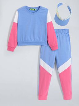 Hopscotch - Blue Colorblock T-shirt and Joggers