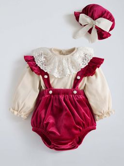 Hopscotch - Beige Solid T-shirt with Onesie and Cap