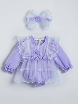 Hopscotch - Purple Embellished Dress and Headband