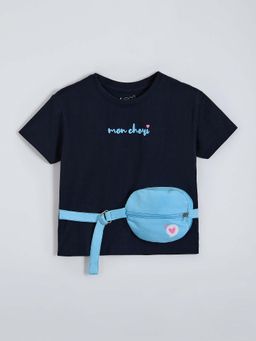 Hopscotch - Navy Blue Solid T-shirt