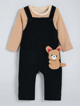 Hopscotch - Beige Stripes T-shirt and Dungaree