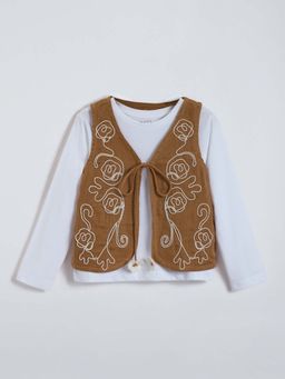 Hopscotch - White Embroidered T-shirt and Jacket