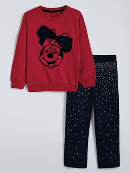 Hopscotch - Red Printed Sweatshirt and Leggings