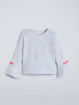 Hopscotch - White Self Design T-shirt