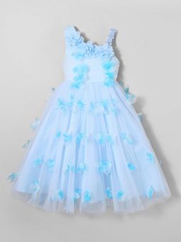 Hopscotch - Blue Self Design Dress
