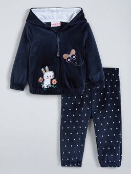 Hopscotch - Navy Blue Polka Dots Hoodie and Joggers