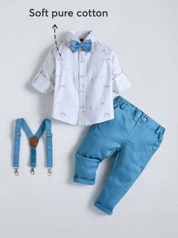 Hopscotch - Blue Stripes Shirt with Pant, Suspender and Bow