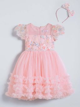 Hopscotch - Pink Embellished Dress and Headband