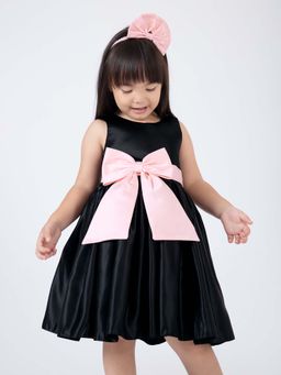 Hopscotch - Black Solid Dress and Headband