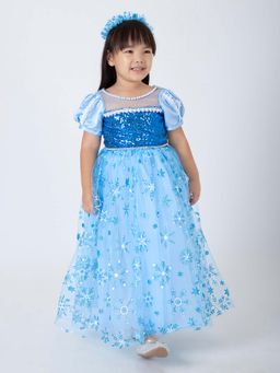 Hopscotch - Blue Embellished Dress and Headband