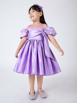 Hopscotch - Purple Solid Dress and Headband