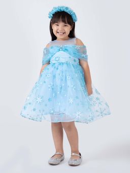 Hopscotch - Blue Embellished Dress and Headband
