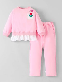 Hopscotch - Pink Solid Sweatshirt and Pant