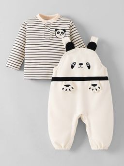 Hopscotch - White Stripes T-shirt and Dungaree