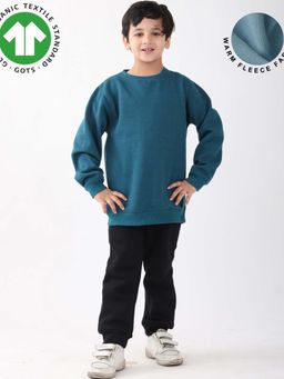 ANTHRILO - Teal Solid Sweatshirt and Joggers