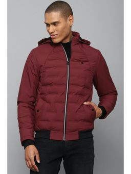 Allen Solly - Men Maroon Textured Full Sleeves Casual Jacket