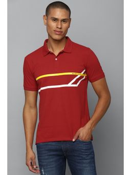 Allen Solly - Men Red Graphic Print Polo Neck Graphic T-shirts