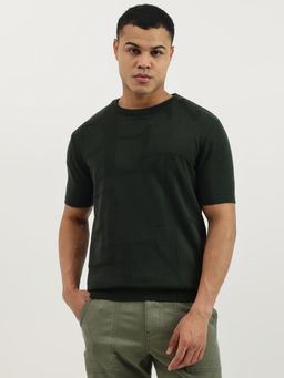 United Colors of Benetton - Olive Regular Fit Crew Neck Patterned T-shirt