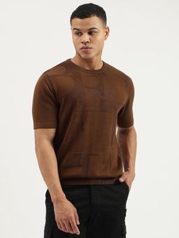 United Colors of Benetton - Brown Regular Fit Crew Neck Knitted T-shirt