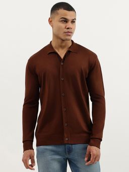 United Colors of Benetton - Brown Regular Fit Spread Collar Solid Shirt