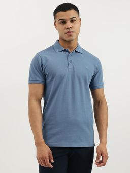 United Colors of Benetton - Blue Regular Fit Solid Basic Pique Polo T-shirt