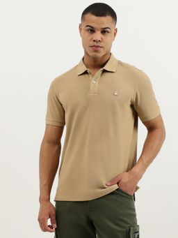 United Colors of Benetton - Beige Relaxed Fit Polo Neck Solid