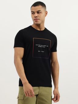United Colors of Benetton - Black Regular Fit Crew Neck Printed T-shirt
