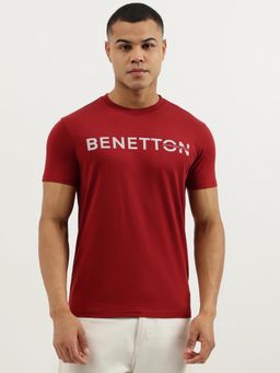 United Colors of Benetton - Red Regular Fit Crew Neck Typography Jersey T-shirt