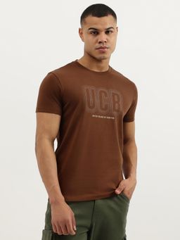 United Colors of Benetton - Brown Regular Fit Crew Neck Printed Jersey T-shirt