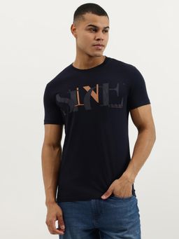 United Colors of Benetton - Blue Regular Fit Crew Neck Typography Since Jersey T-shirt