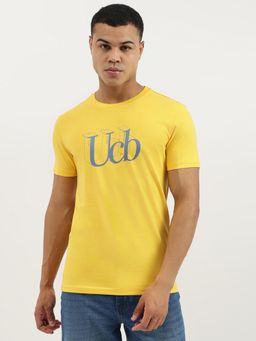 United Colors of Benetton - Yellow Regular Fit Crew Neck 3D Branding Jersey T-shirt