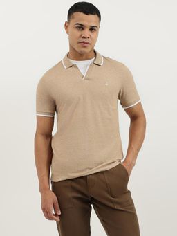 United Colors of Benetton - Beige Regular Fit Polo Neck Solid Pique