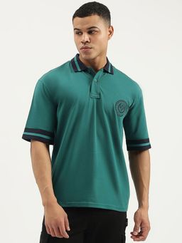 United Colors of Benetton - Green Oversized Fit Polo Neck Printed