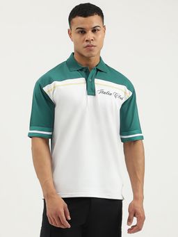 United Colors of Benetton - White Oversized Fit Polo Neck Color Block