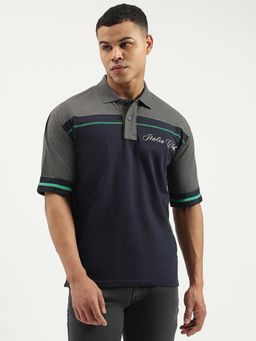 United Colors of Benetton - Blue Oversized Fit Polo Neck Color Block