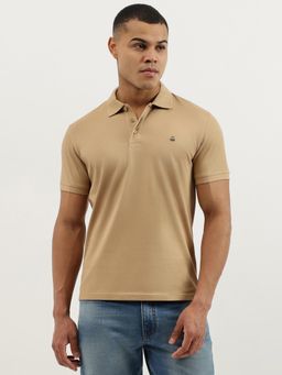 United Colors of Benetton - Beige Regular Fit Polo Neck Solid Mercerised Pique