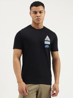 United Colors of Benetton - Black Relaxed Fit Crew Neck Applique T-shirt