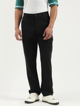 United Colors of Benetton - Black Solid Straight Fit Cargo Pants