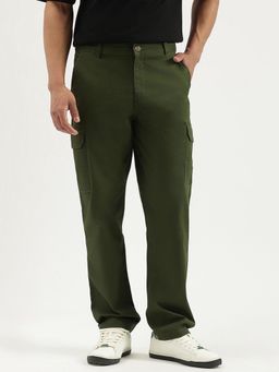 United Colors of Benetton - Green Solid Straight Fit Cargo Pants