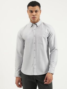 United Colors of Benetton - Grey Regular Fit Button Down Solid Shirt