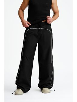 Bonkers Corner - Black Sporty Deconstructed Loose Trackpant
