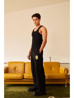 Bonkers Corner - Black Straight Fit Trackpant