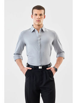 Snitch - Grey Solid Slim Fit Shirt