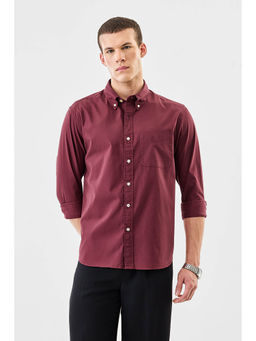 Snitch - Burgundy Solid Regular Fit Shirt